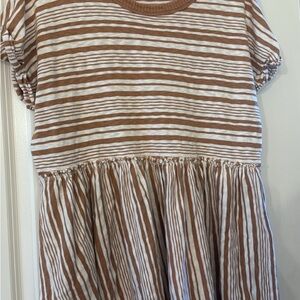 Striped Brown and White Kids Dress